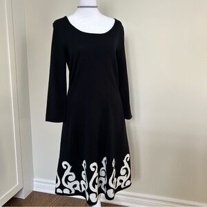 Nine West Knit Dress Black with White Swirl Design Women’s Medium
